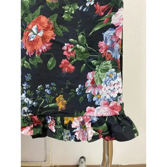 Ralph Lauren Floral & Black RARE Isadora Cossette King Ruffle Sheet 100” x 104” - Picture 5 of 8